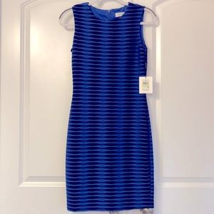 Calvin Klein NWT! Black + Blue Illusion Dress Sz 4P Textured Stretch